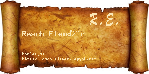 Resch Elemér névjegykártya